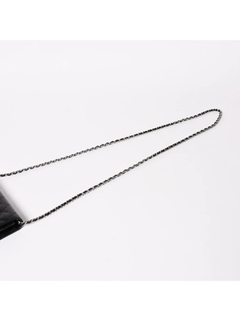 Chanel Cambon Line Chain Wallet Quilted Lambskin CC Logo Patent Black Pink